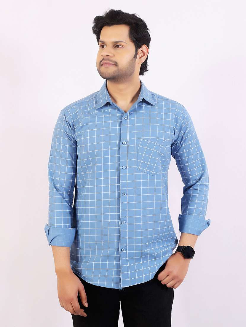 men checkered long sleeve regular fit casual shirt