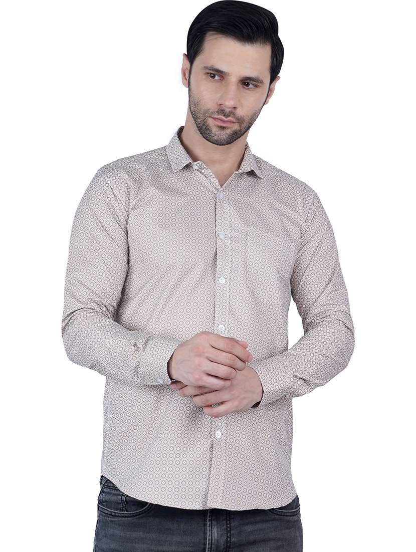 men geometric long sleeve regular fit casual shirt