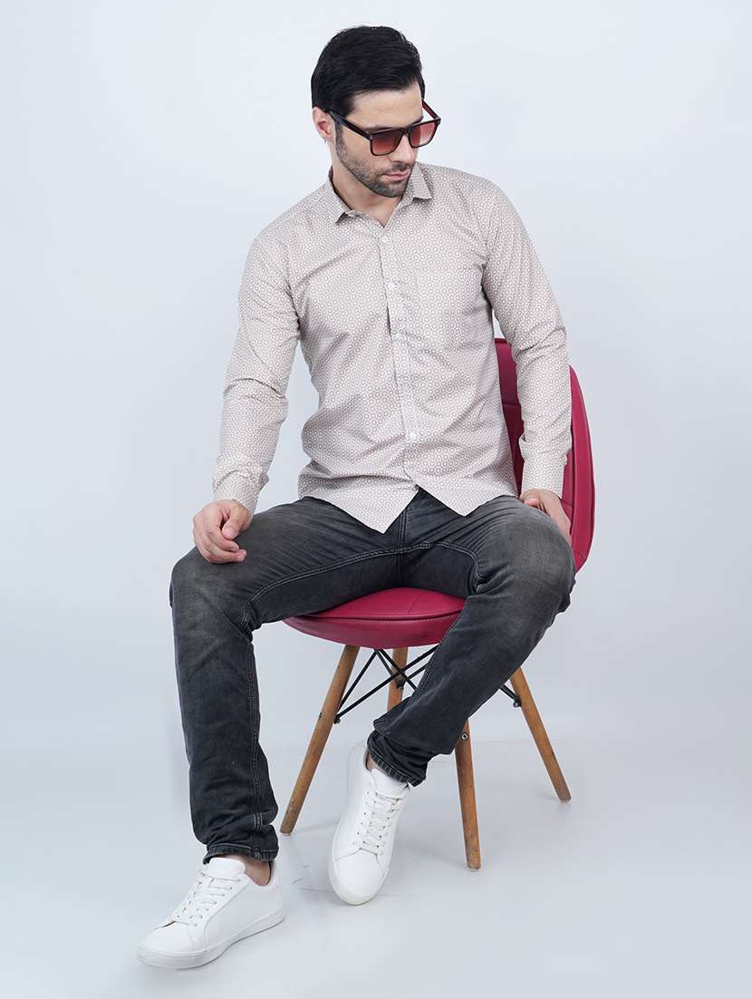 Men Geometric Long Sleeve Regular Fit Casual Shirt - 22594265 -  Standard Image - 3