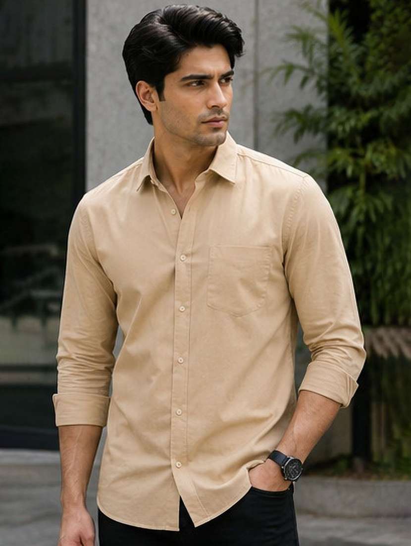 men solid long sleeve regular fit casual shirt