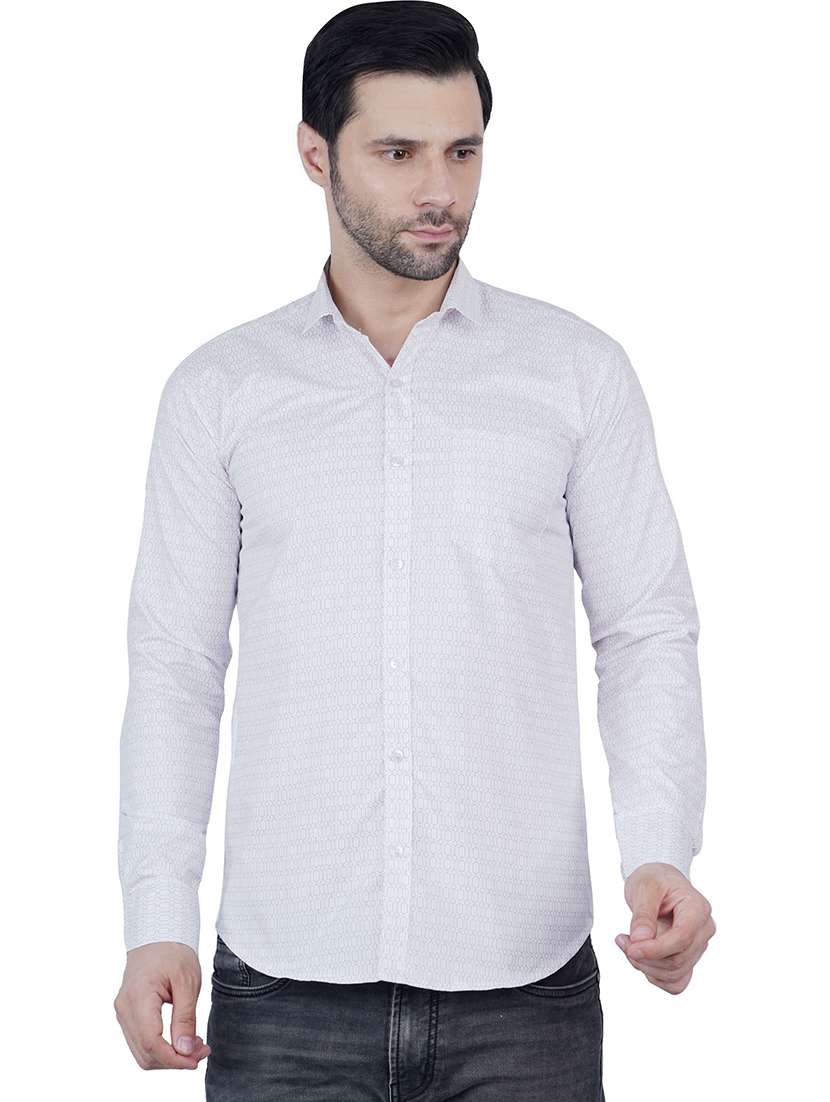 men printed long sleeve regular fit casual shirt