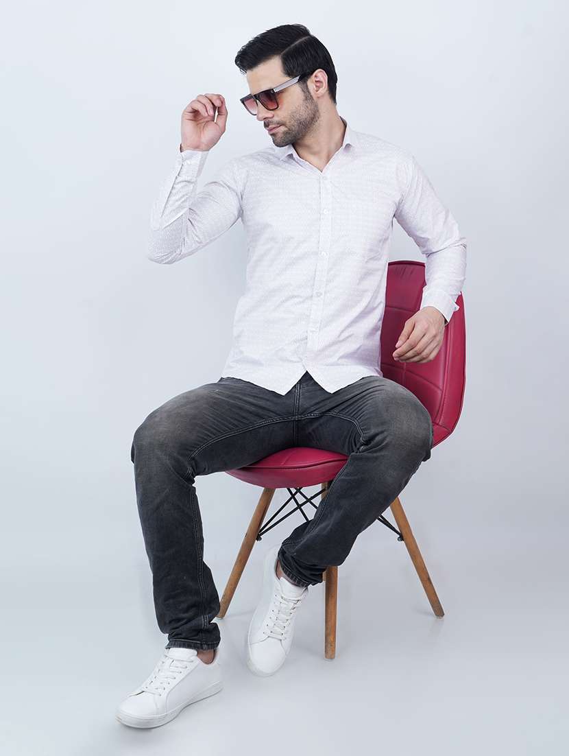 men printed long sleeve regular fit casual shirt - 22594285 -  Standard Image - 3