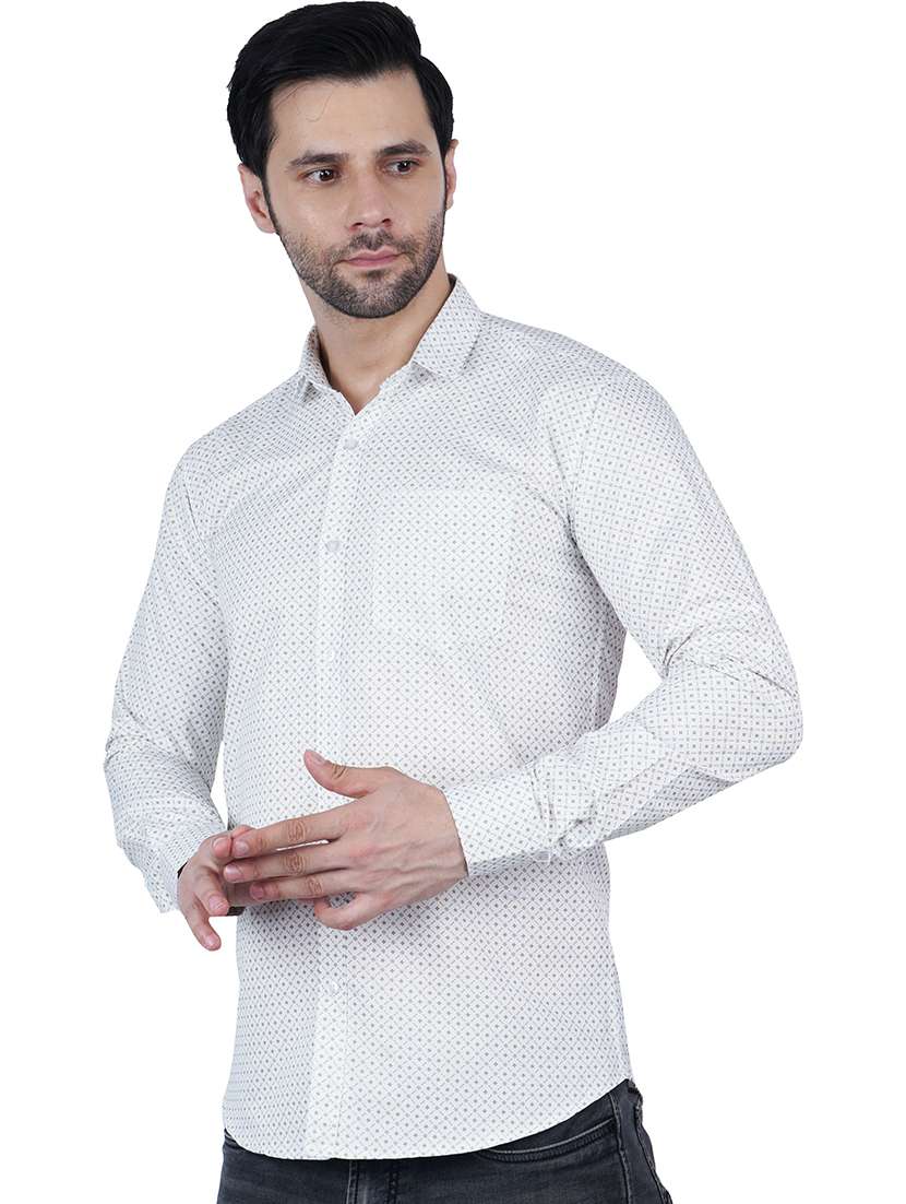 men printed long sleeve regular fit casual shirt