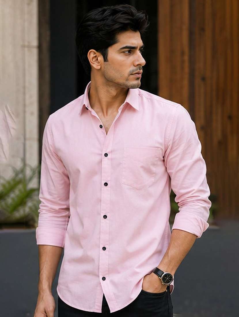 men solid long sleeve regular fit casual shirt