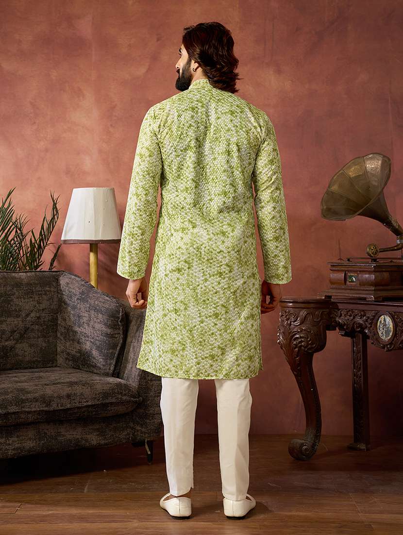 men printed mandarin neck kurta pyjama set - 22594432 -  Standard Image - 3