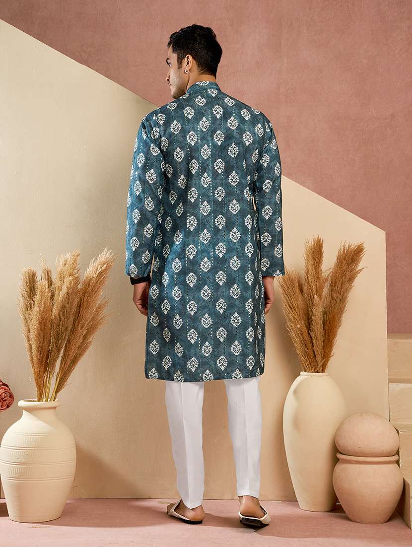 Men Printed Mandarin Neck Kurta Pyjama Set - 22594464 -  Standard Image - 3