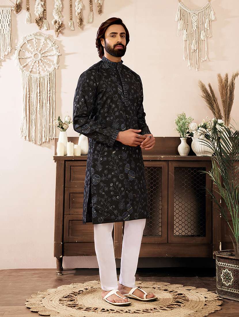 Men Embroidered Mandarin Neck Kurta Pyjama Set - 22594469 -  Standard Image - 3