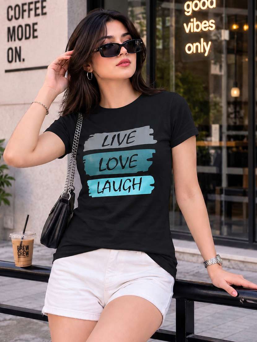 women printed short sleeve regular fit t-shirt