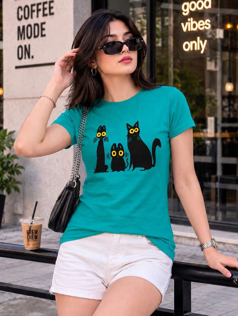 women printed short sleeve regular fit t-shirt