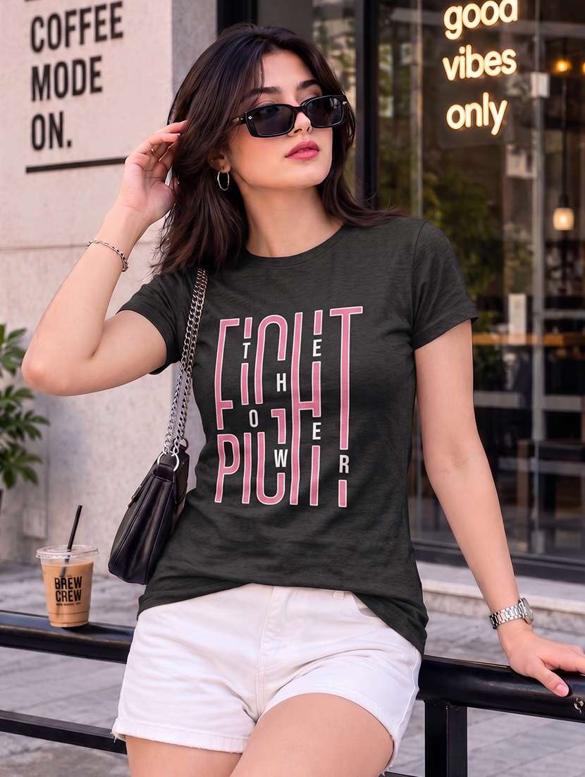women printed short sleeve regular fit t-shirt