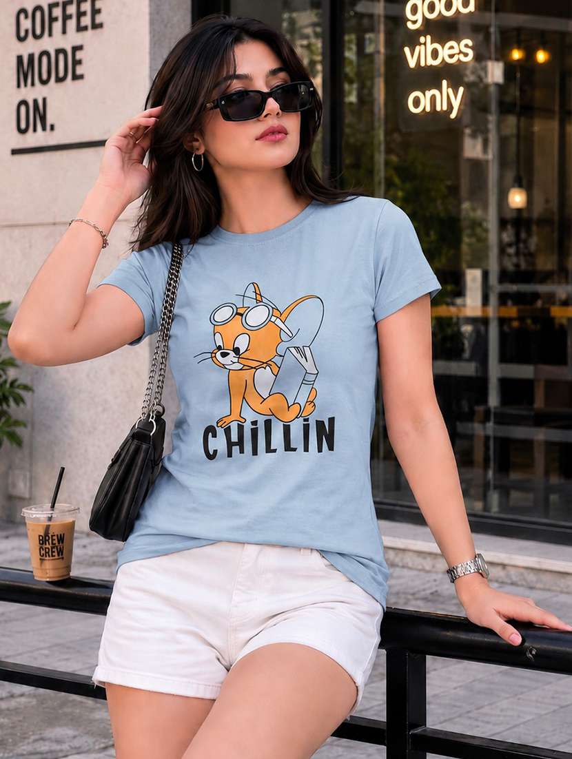 women printed short sleeve regular fit t-shirt