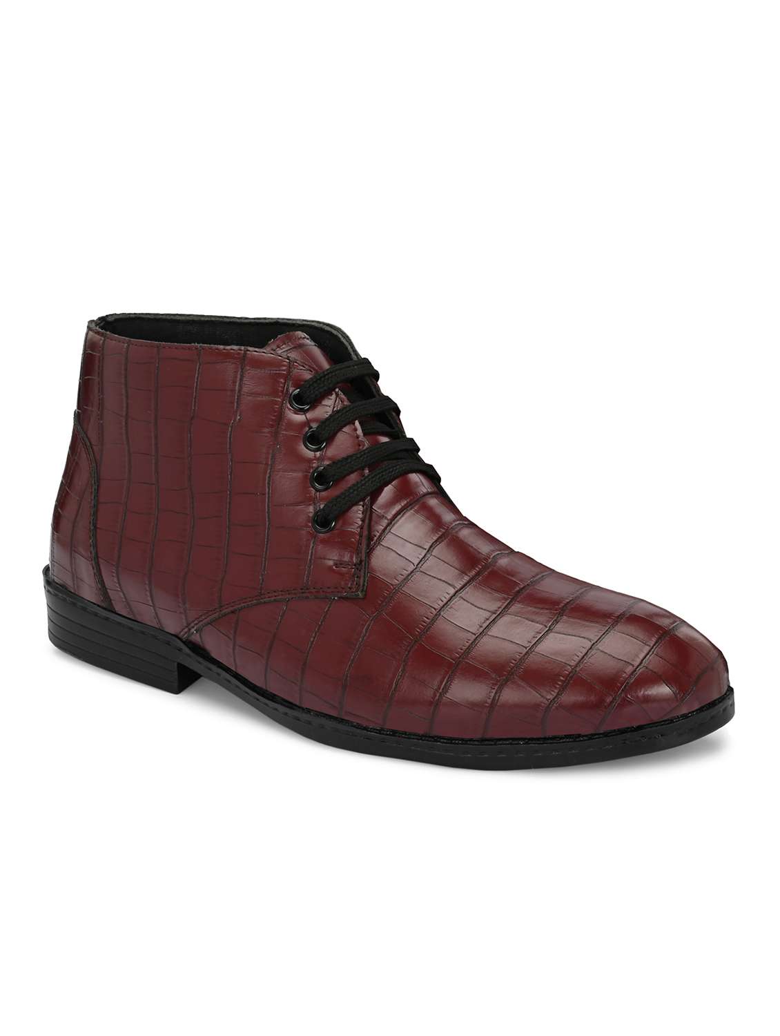 men textured lace up boots