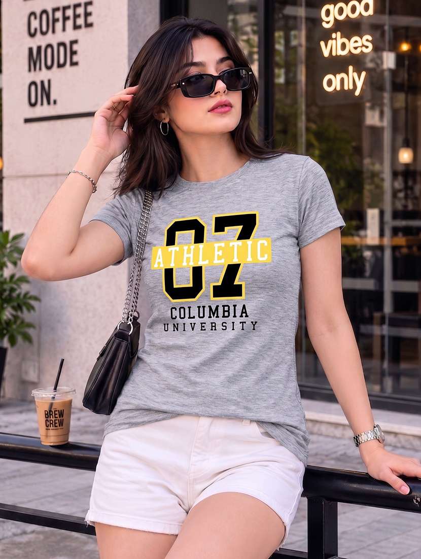 women printed short sleeve regular fit t-shirt
