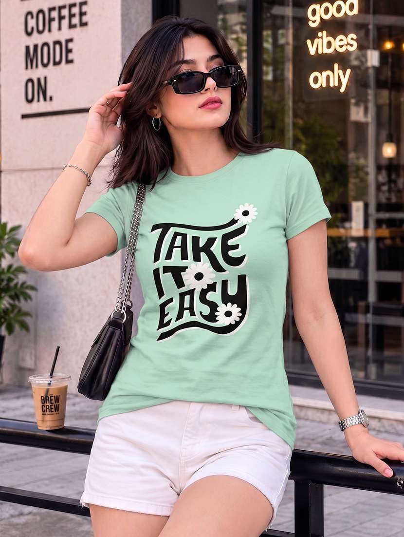 women printed short sleeve regular fit t-shirt