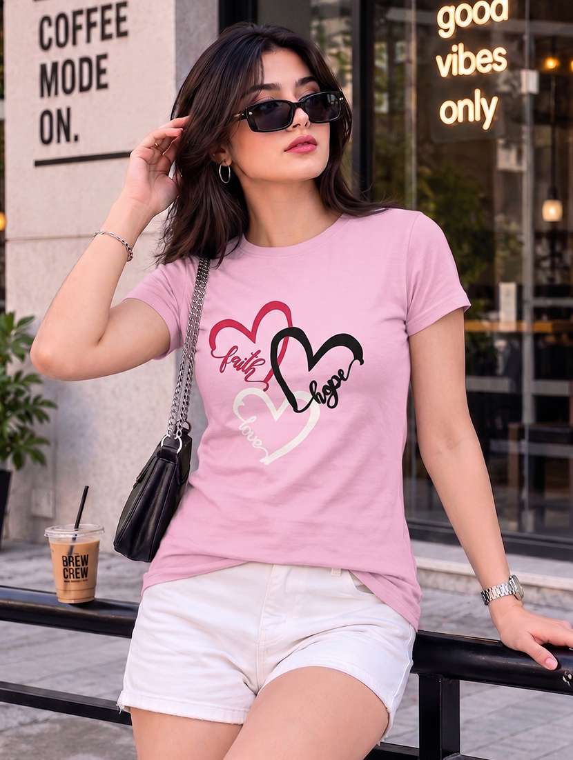 women printed short sleeve regular fit t-shirt