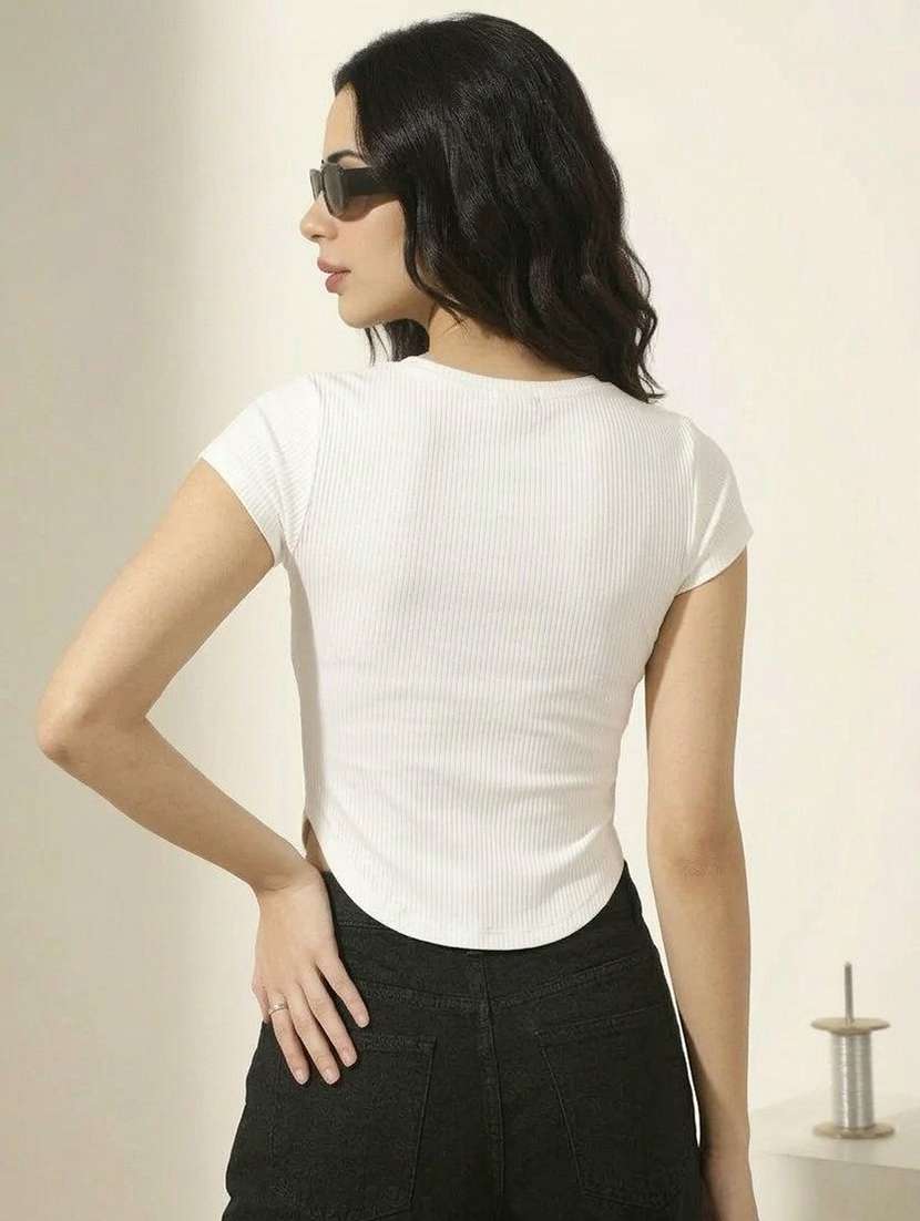 women solid short sleeves regular top - 22594551 -  Standard Image - 3