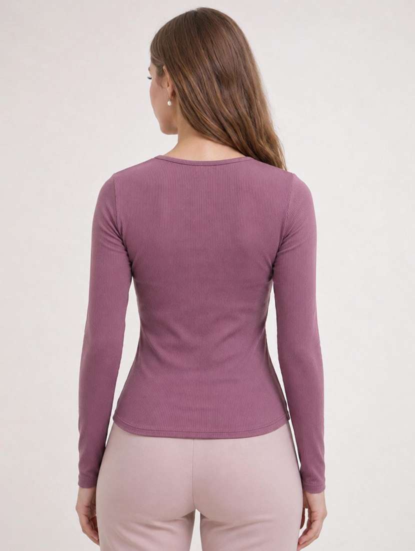women solid long sleeves regular top - 22594556 -  Standard Image - 3