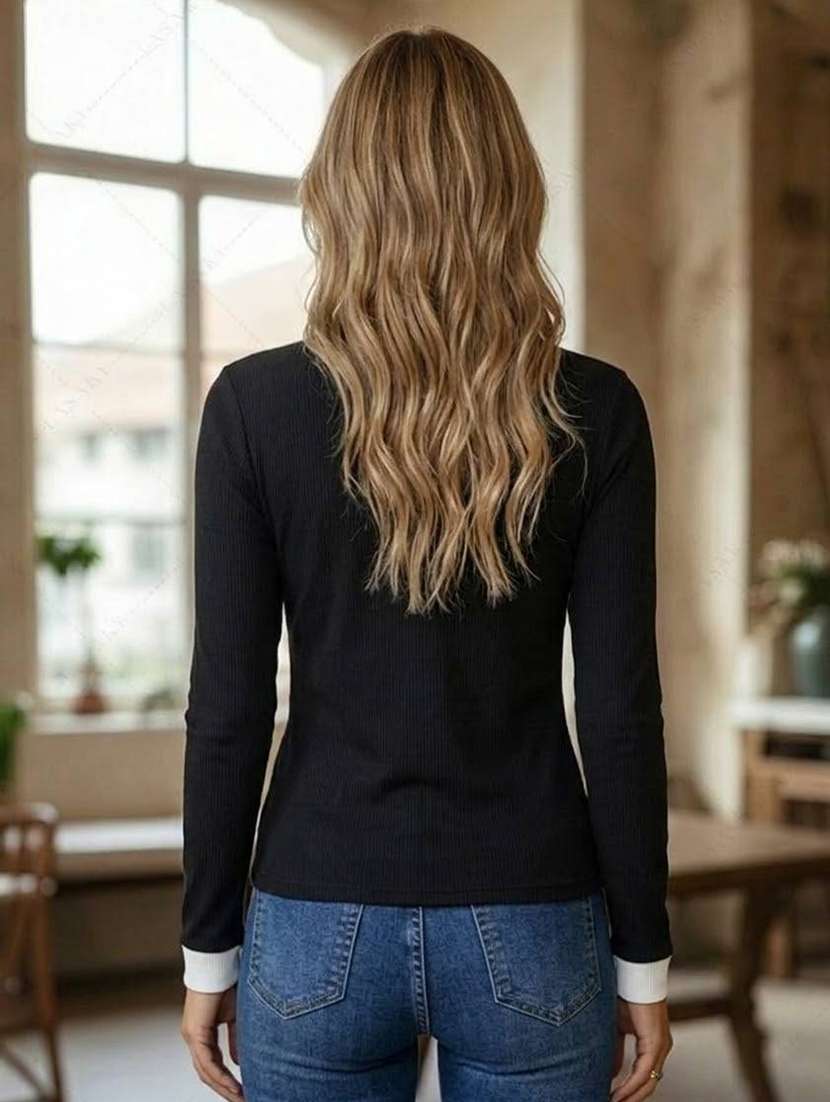 women solid long sleeves regular top - 22594561 -  Standard Image - 3