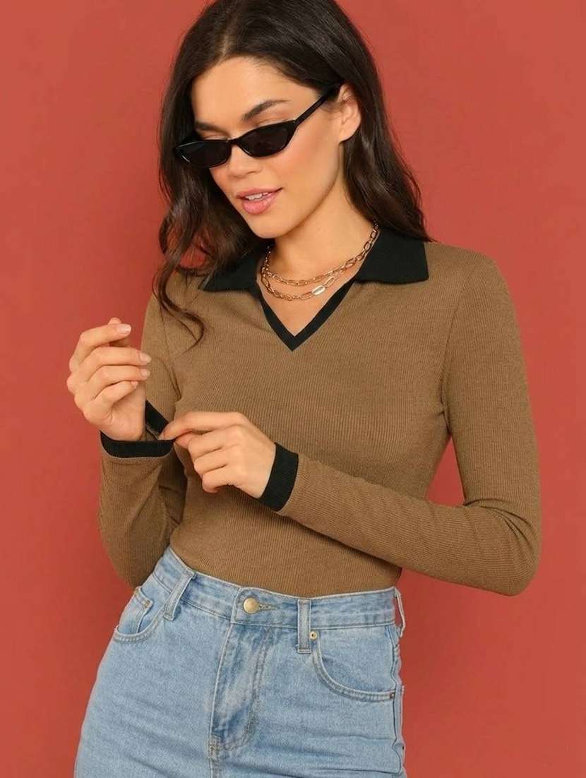 women solid long sleeves regular top