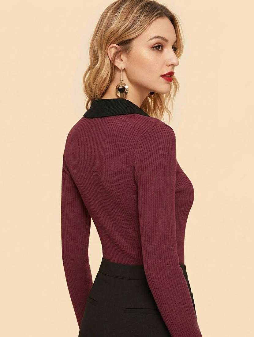 women solid long sleeves regular top - 22594563 -  Standard Image - 3