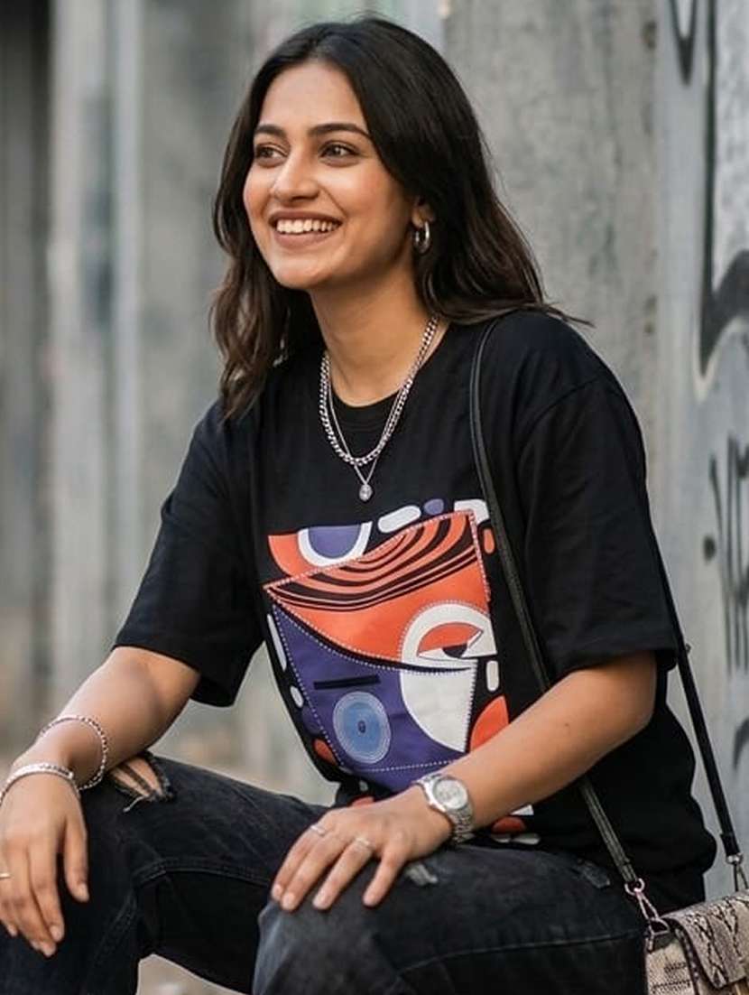 women printed short sleeves oversized t-shirt