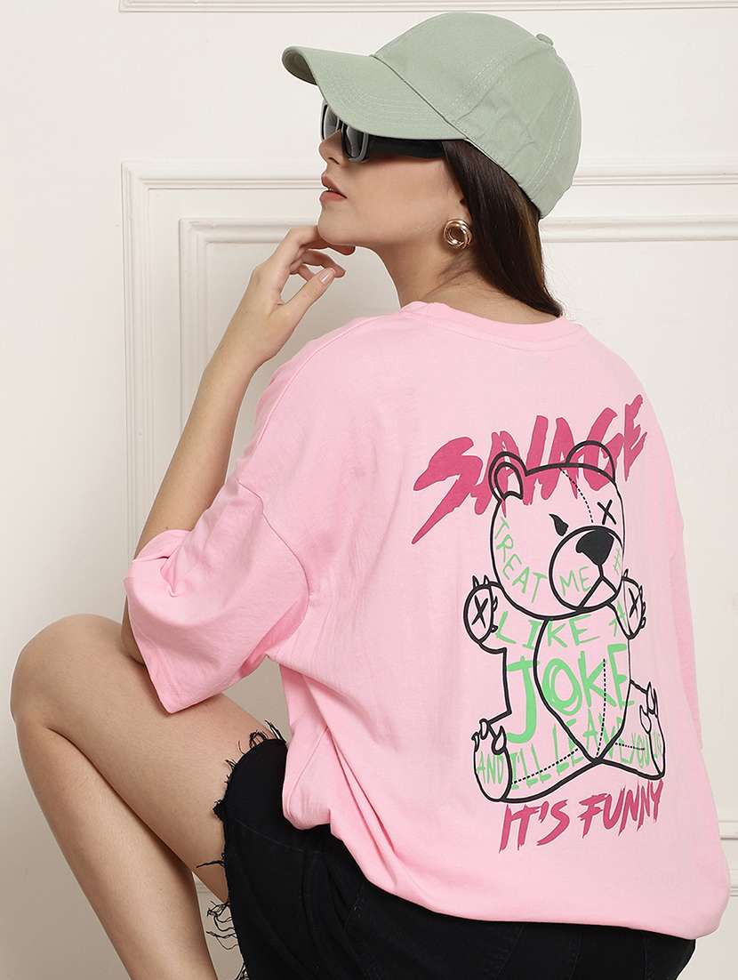 women printed short sleeve oversized t-shirt