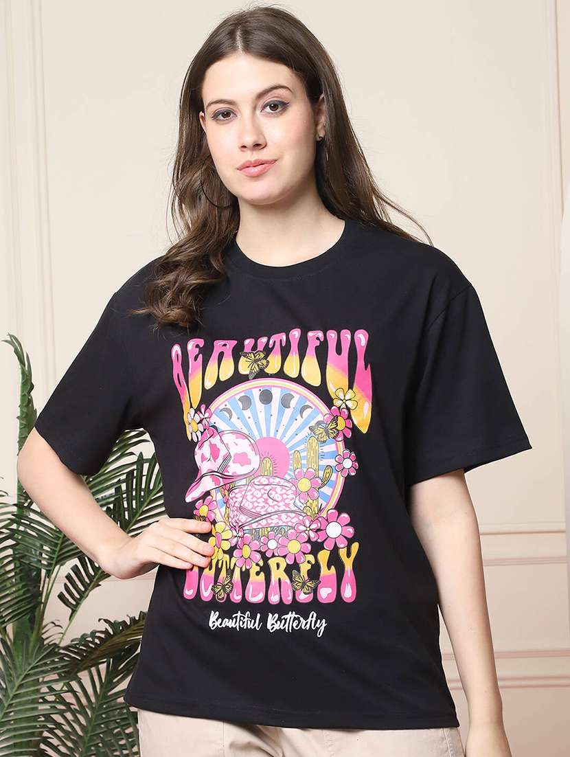 women printed short sleeve oversized t-shirt
