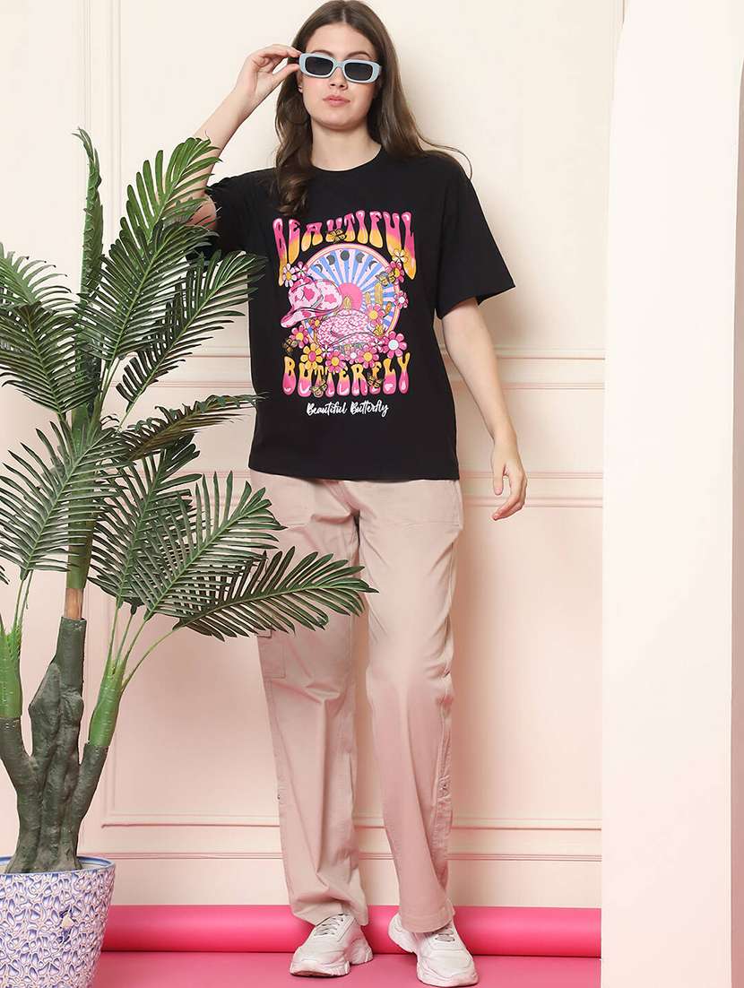 women printed short sleeve oversized t-shirt - 22594600 -  Standard Image - 5