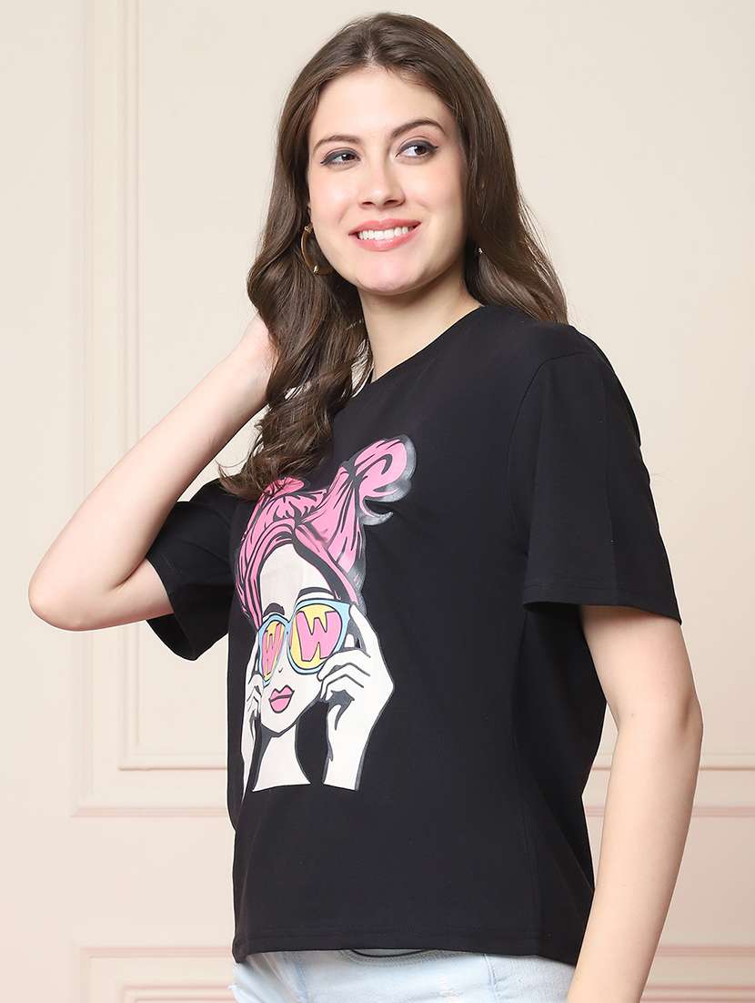 Women Printed Short Sleeve Oversized T-shirt - 22594604 -  Standard Image - 3