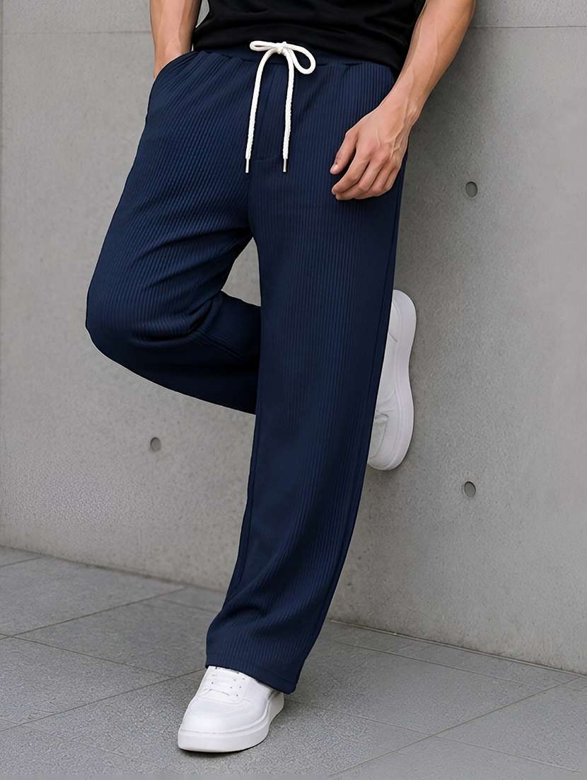 men textured mid rise regular fit track pant