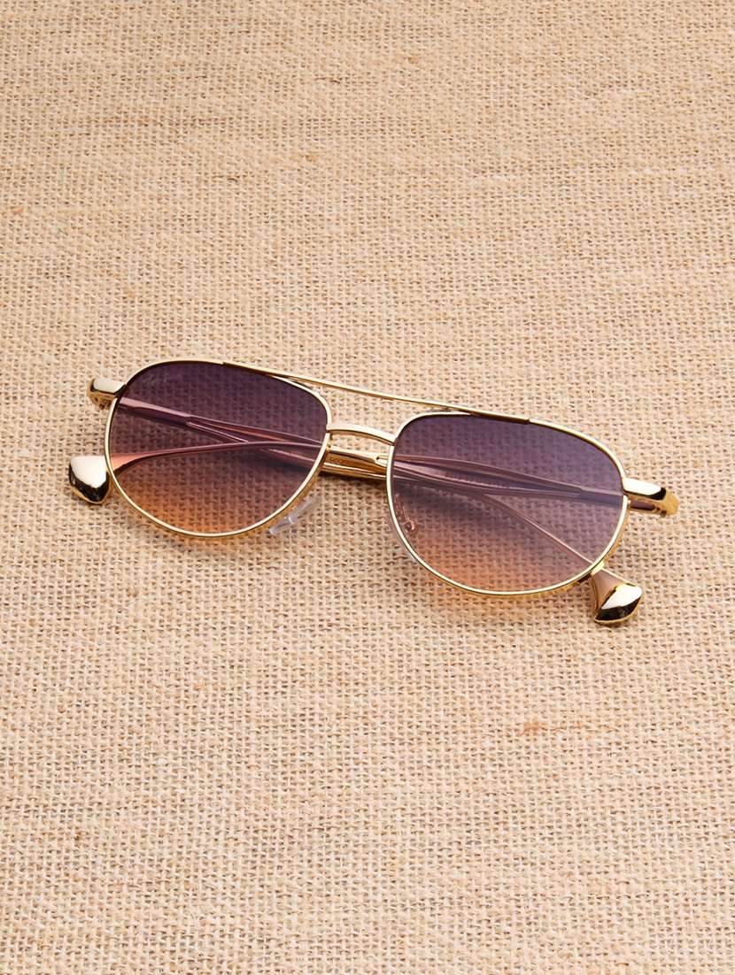 men gold full rim aviator sunglasses