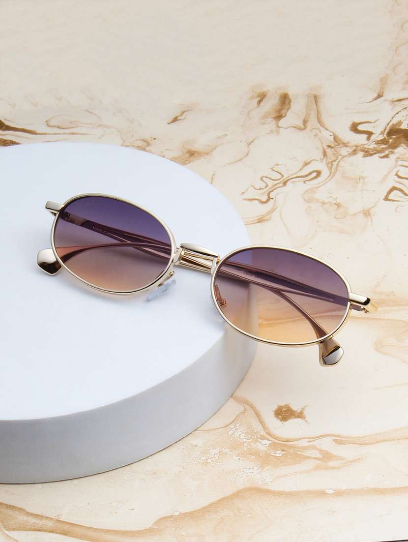 men oval frame metal sunglasses