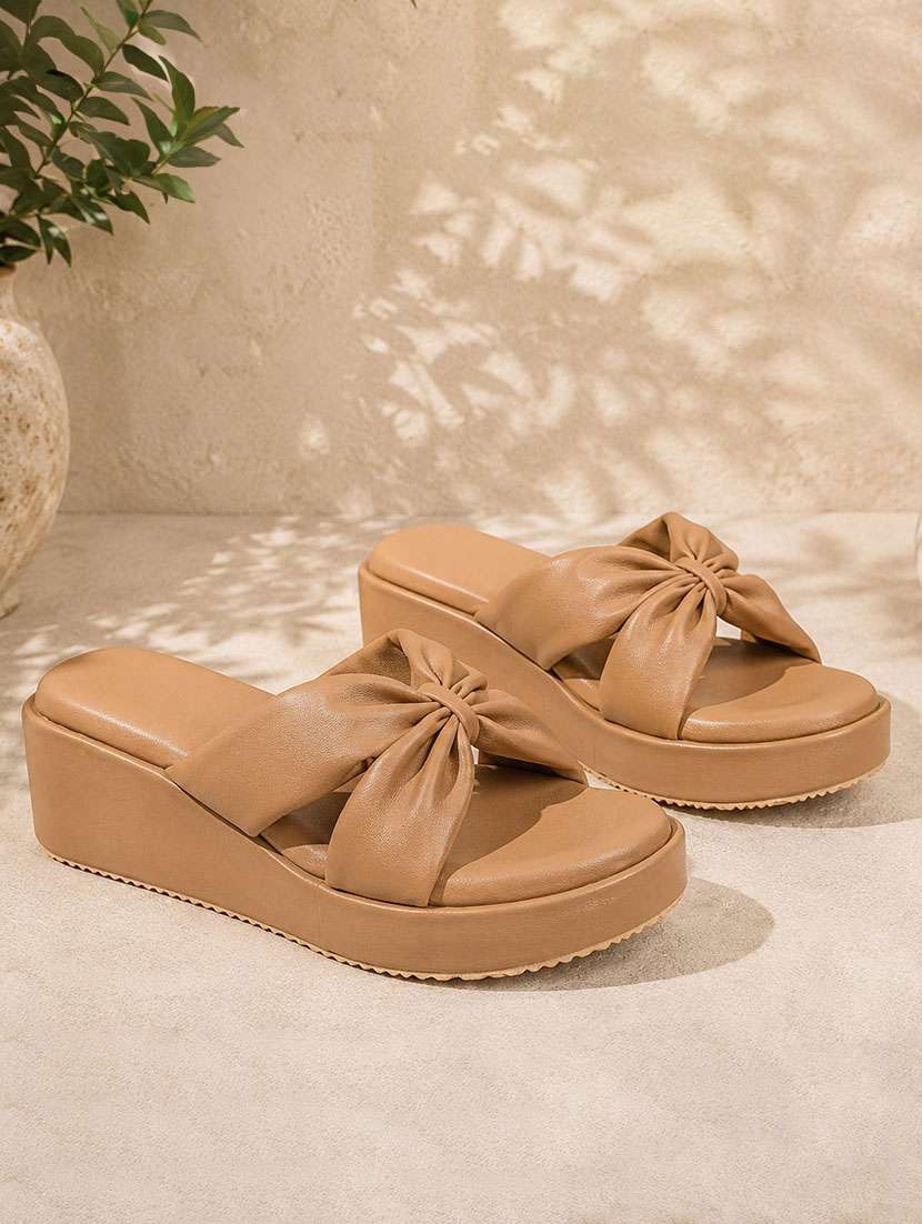 women solid slip on wedges