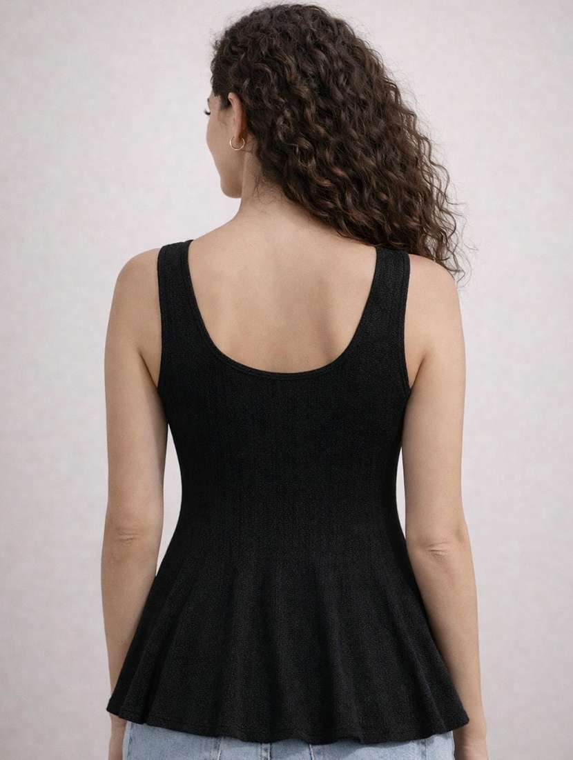women self design sleeveless peplum top - 22594755 -  Standard Image - 3