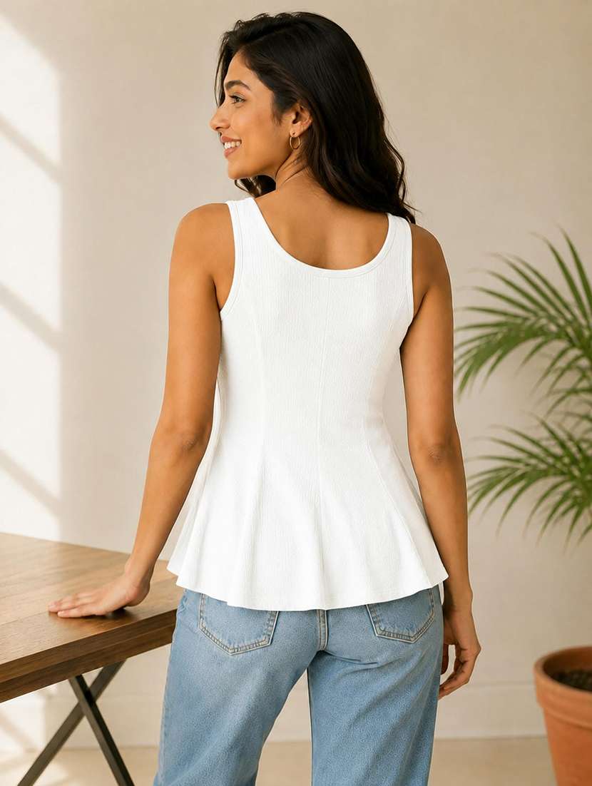 women self design sleeveless peplum top - 22594757 -  Standard Image - 3