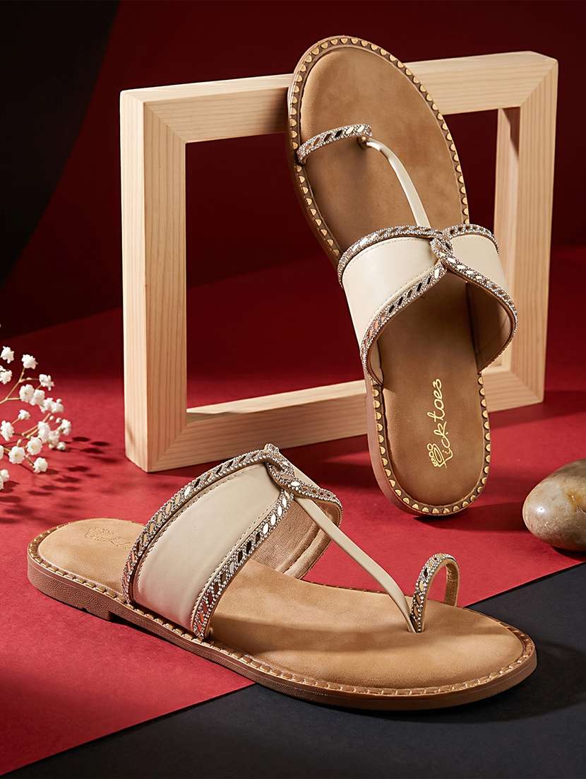 women embellished one toe flats
