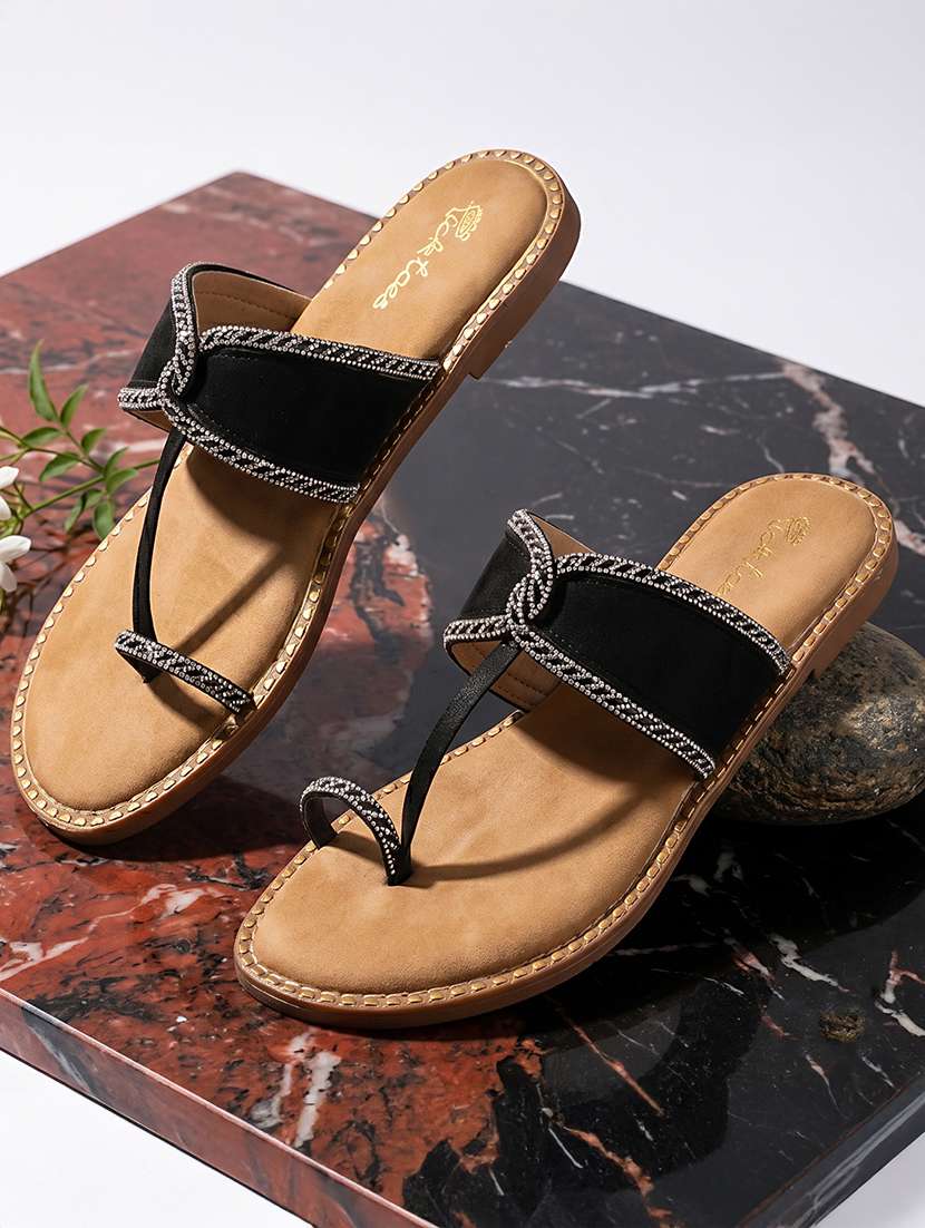 women embellished one toe flats