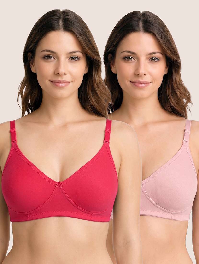 women pack of 2 solid full coverage regular bra