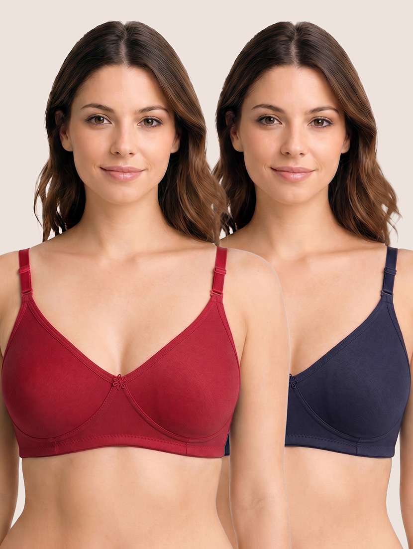 women pack of 2 solid full coverage regular bra
