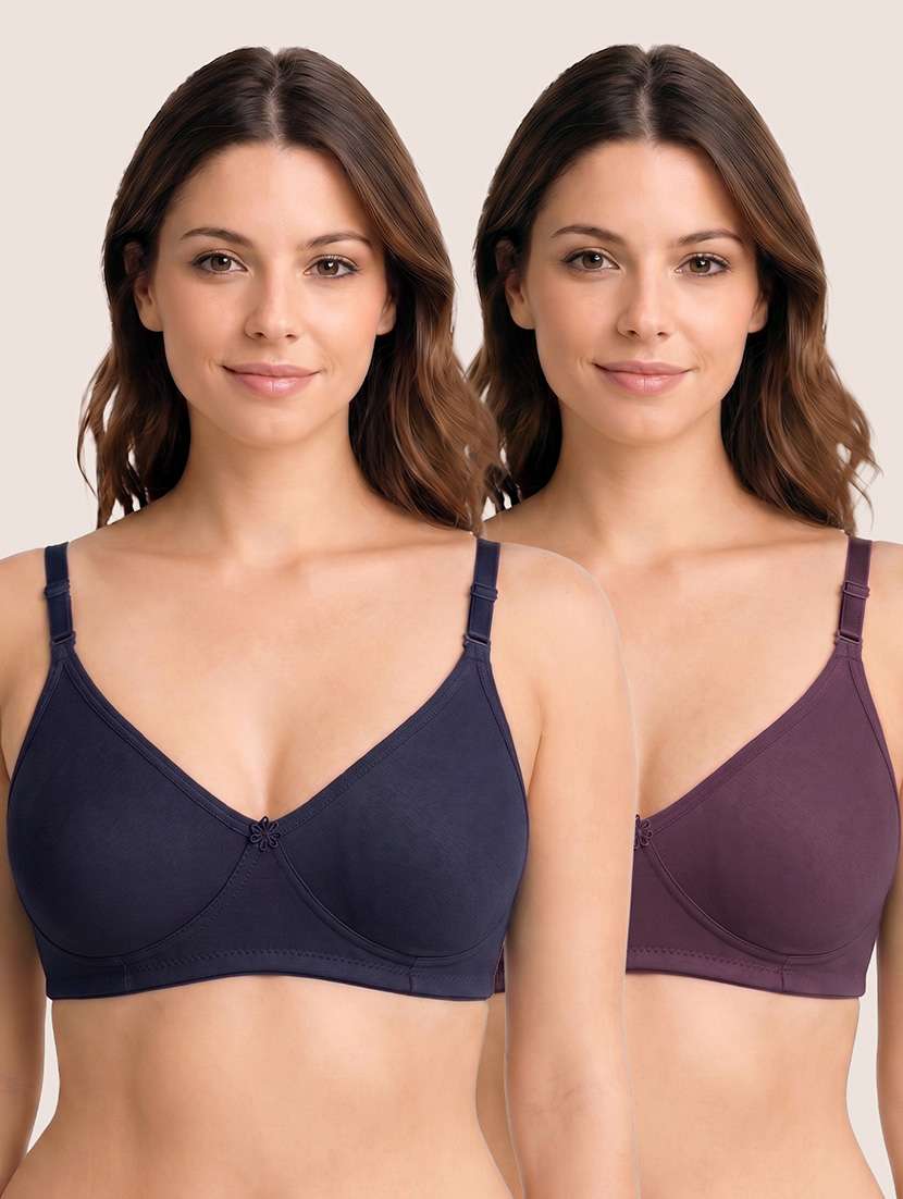 women pack of 2 solid full coverage regular bra