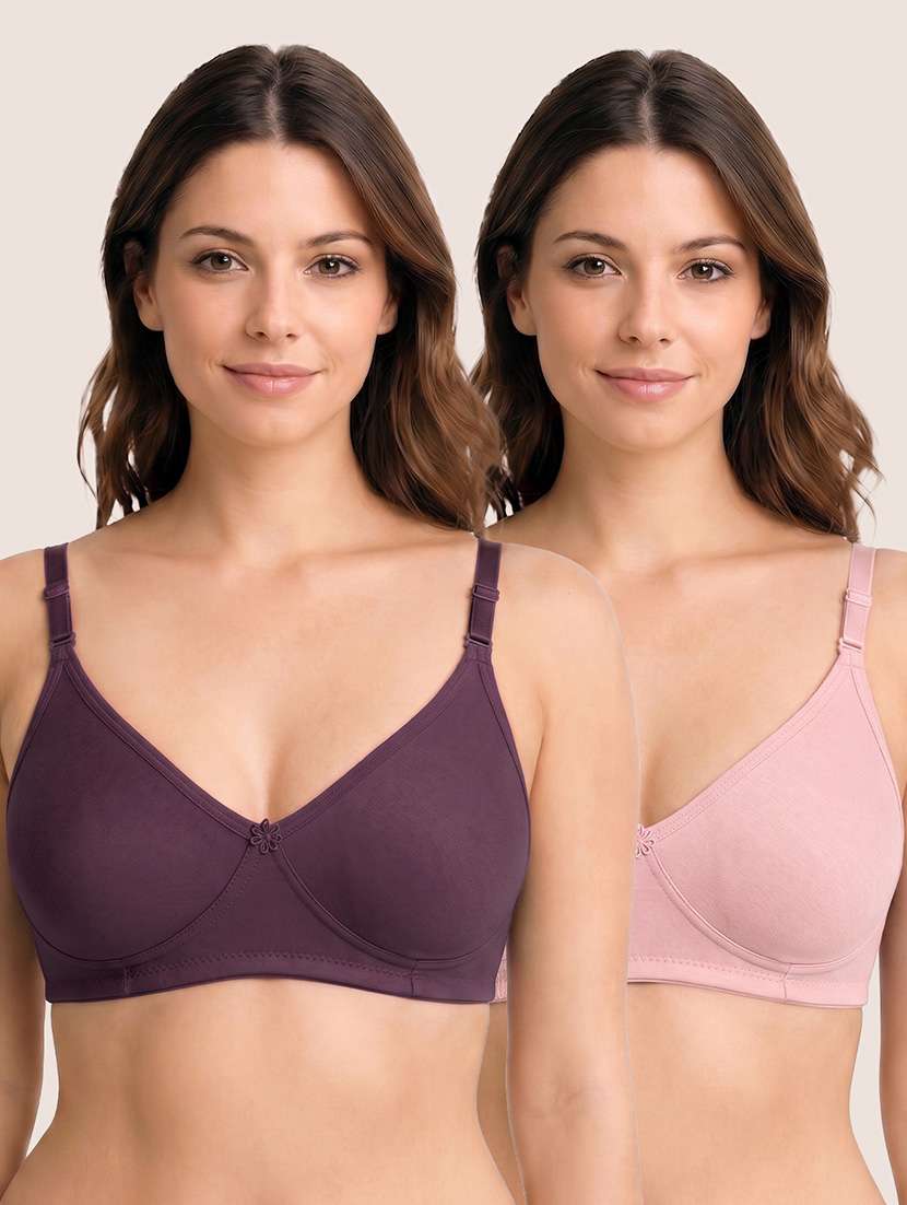 women pack of 2 solid full coverage regular bra