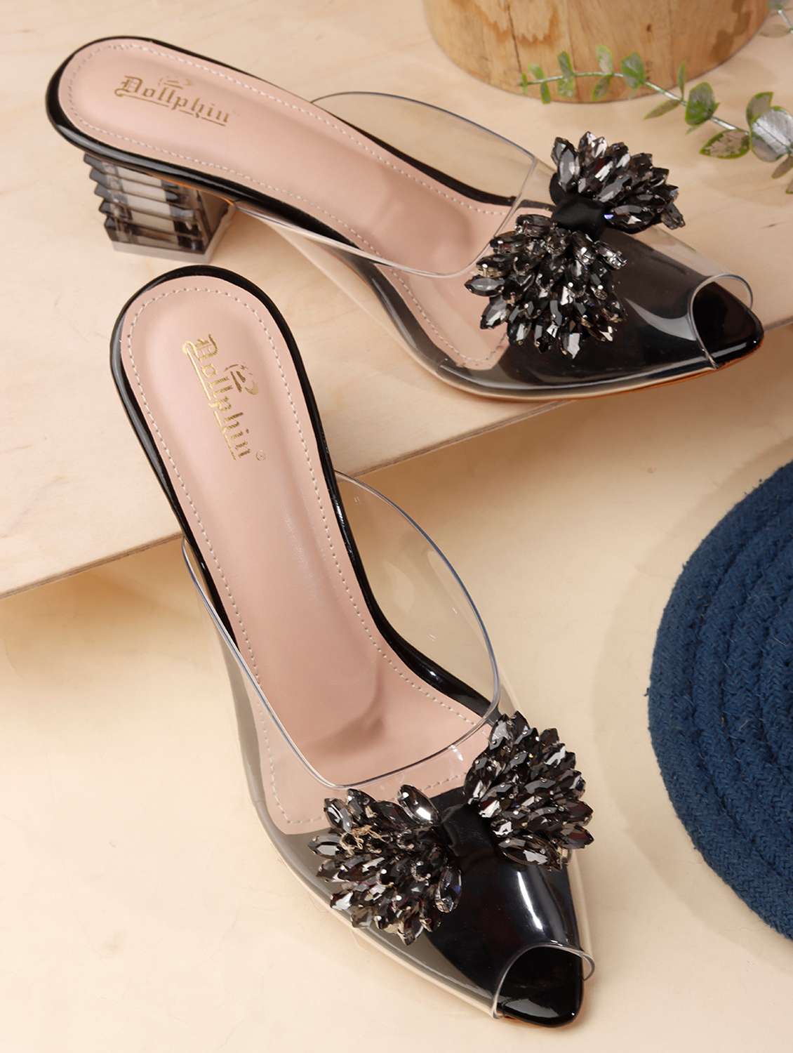 women embellished slip on mules