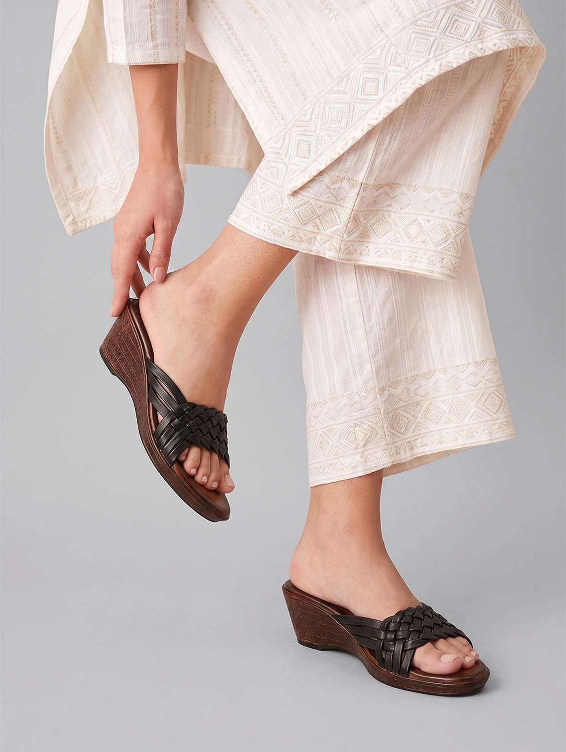 women textured slip on wedges - 22594901 -  Standard Image - 5