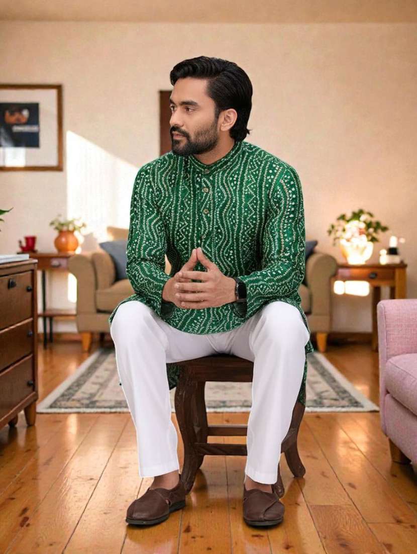 men printed mandarin neck long kurta - 22595195 -  Standard Image - 3