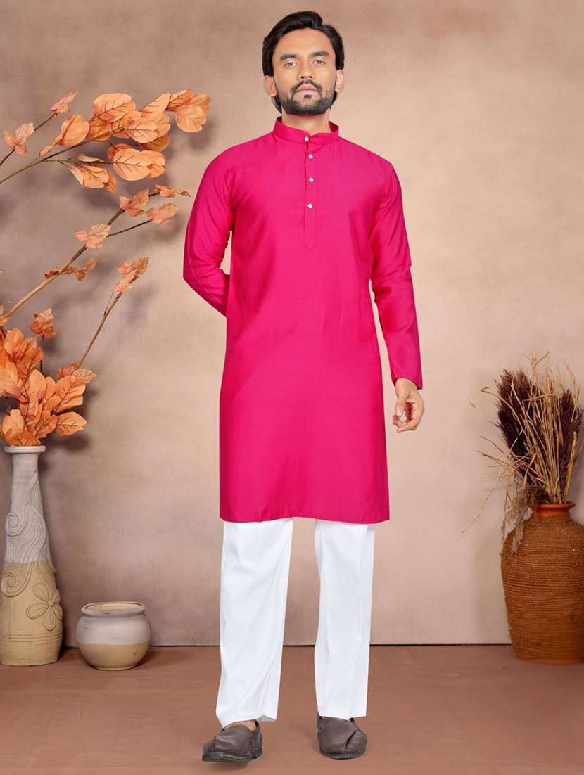 men solid mandarin neck long kurta
