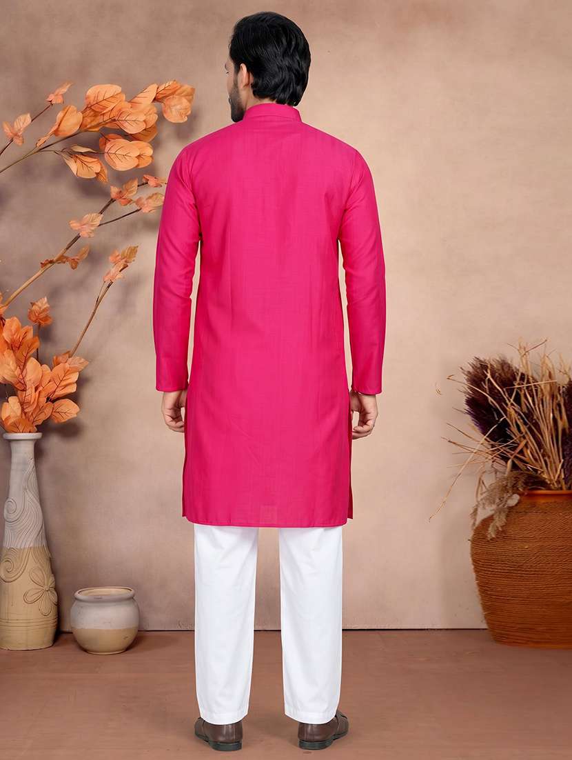 men solid mandarin neck long kurta - 22595271 -  Standard Image - 3