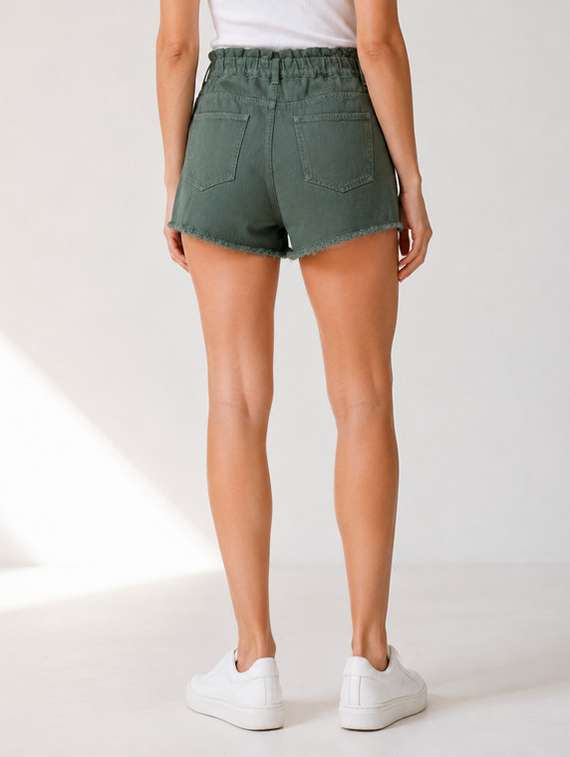 women solid mid rise denim shorts - 22595290 -  Standard Image - 3