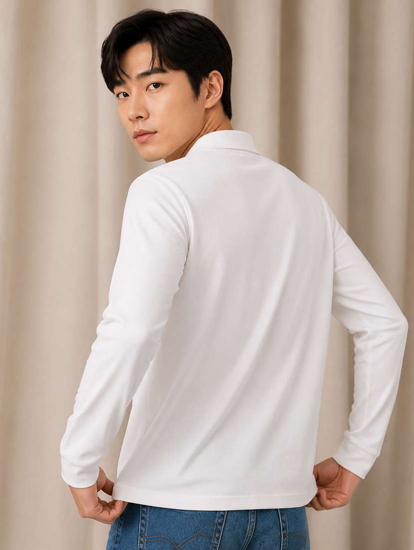 Men Solid Long Sleeves Polo T-shirt - 22595313 -  Standard Image - 3