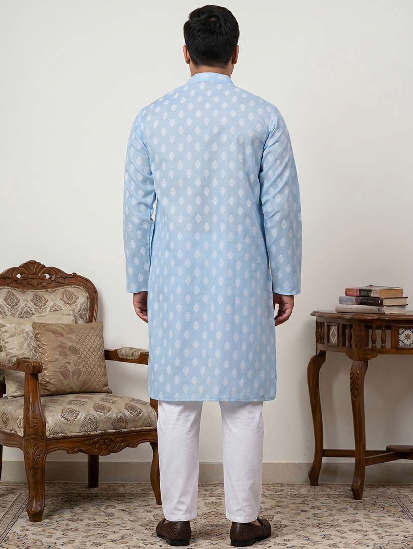 Men Printed Mandarin Neck Kurta Pyjama Set - 22595349 -  Standard Image - 3