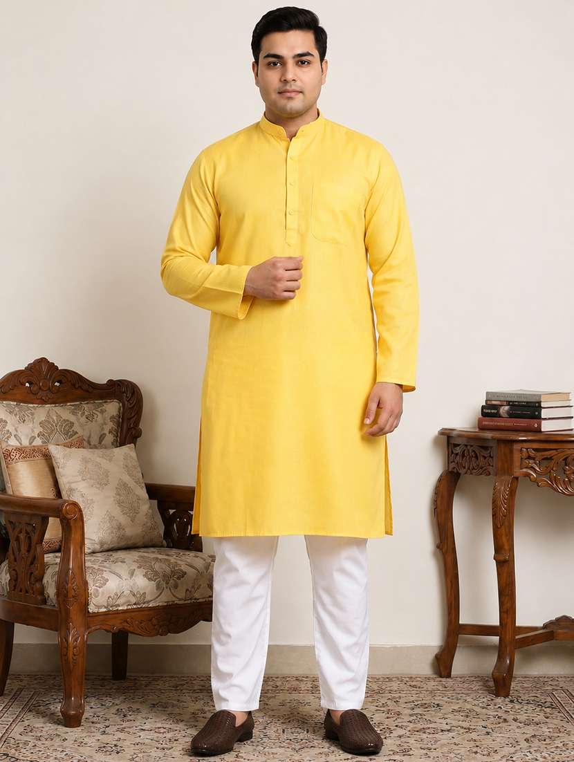 men solid mandarin neck kurta pyjama set